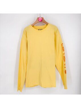 Carhartt Dearborn Loose Fit Long Sleeve Yellow Orange Graphic Men's Size Small